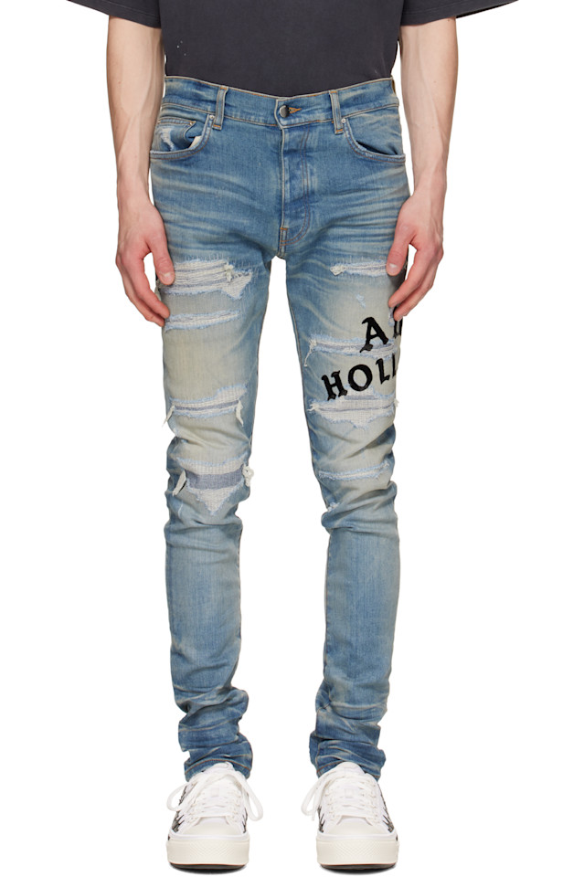 

Джинсы Amiri Hollywood с ремонтом Amiri, индиго