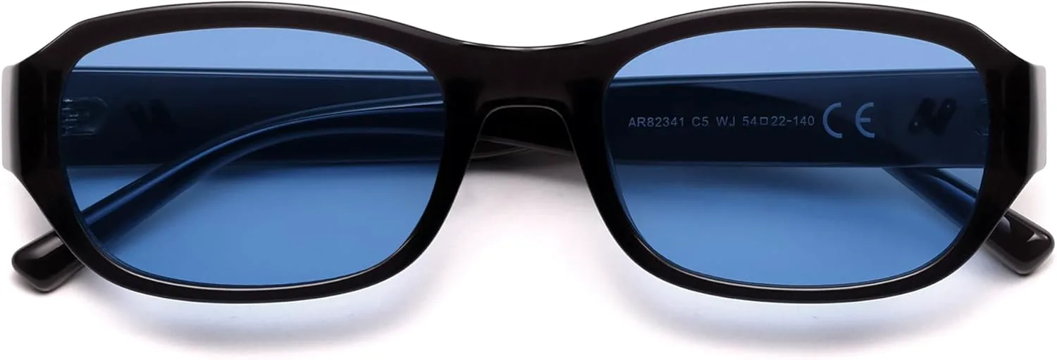 

Модные ретро-солнцезащитные очки прямоугольной формы для женщин и мужчин, классические винтажные солнцезащитные очки 90-х годов AR82341 HERJOUR, Black/Blue