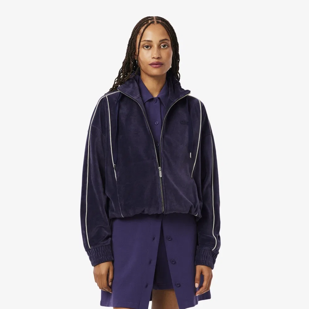 Топ спортивный Lacoste Вельветовый, на молнии, фиолетовый