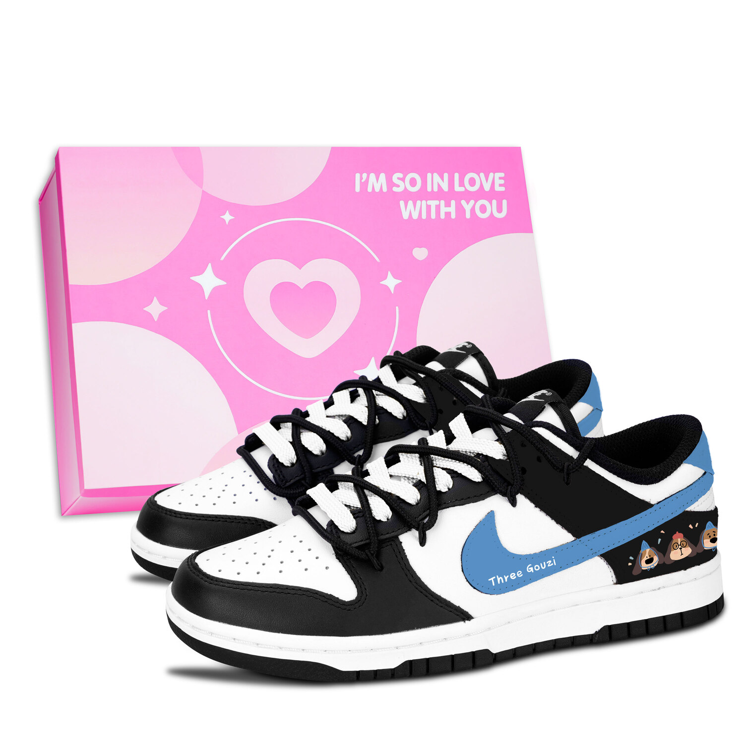 

Nike Кроссовки для скейтбординга Dunk 3 Fun Dogs с иллюстрацией собак, нескользящие, устойчивые к истиранию, низкие, детские, синие, унисекс