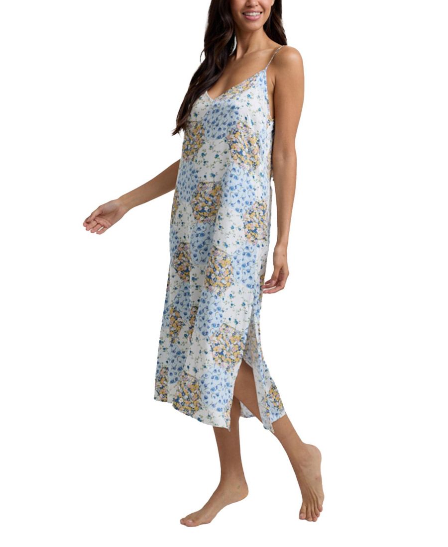 

Женская ночная рубашка-комбинация Rosie с V-образным вырезом и лоскутным принтом Lily and Lionel London, Natural