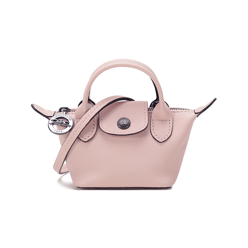 

LONGCHAMP Сумка Le Pliage Cuir из овчины в форме пельменя, портативная кроссбоди, миниатюрная женская наплечная сумка светло-розового цвета