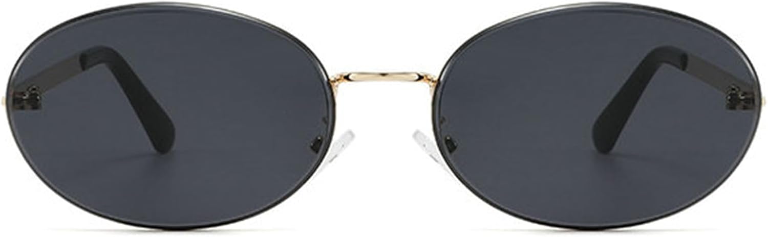 

Женские солнцезащитные очки Helena Fashion без оправы овальной формы, роскошная металлическая оправа 90-х годов, мужские классические винтажные круглые очки с защитой от УФ-излучения UV400, C1