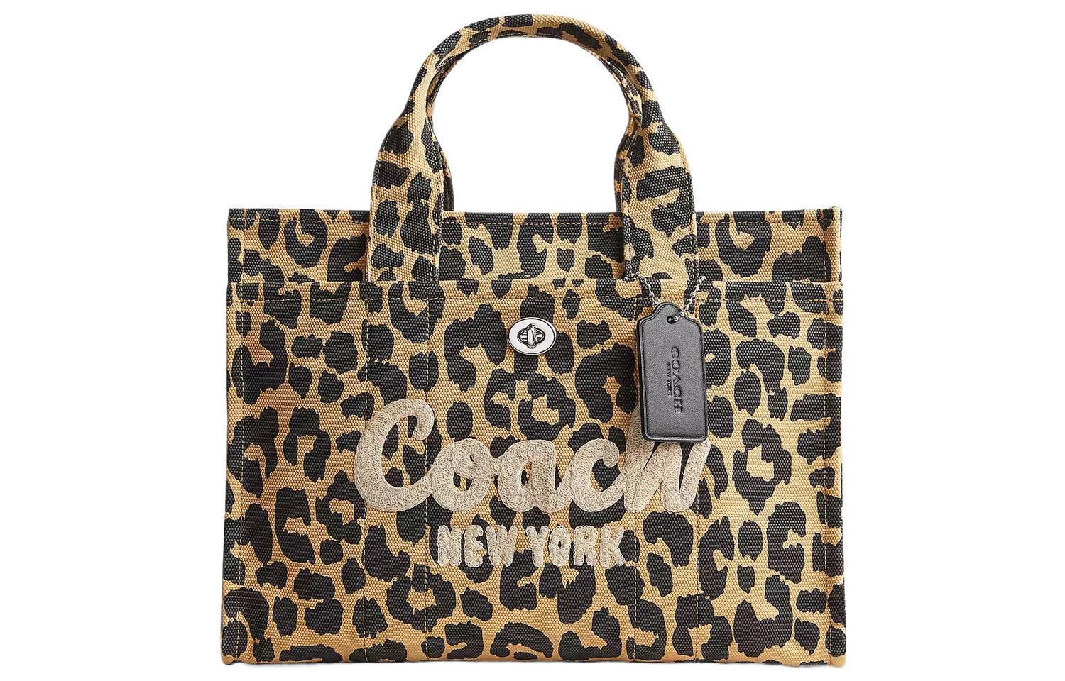 

COACH Сумка-шоппер Cargo Canvas с атласной отделкой, большая женская сумка через плечо black & yellow