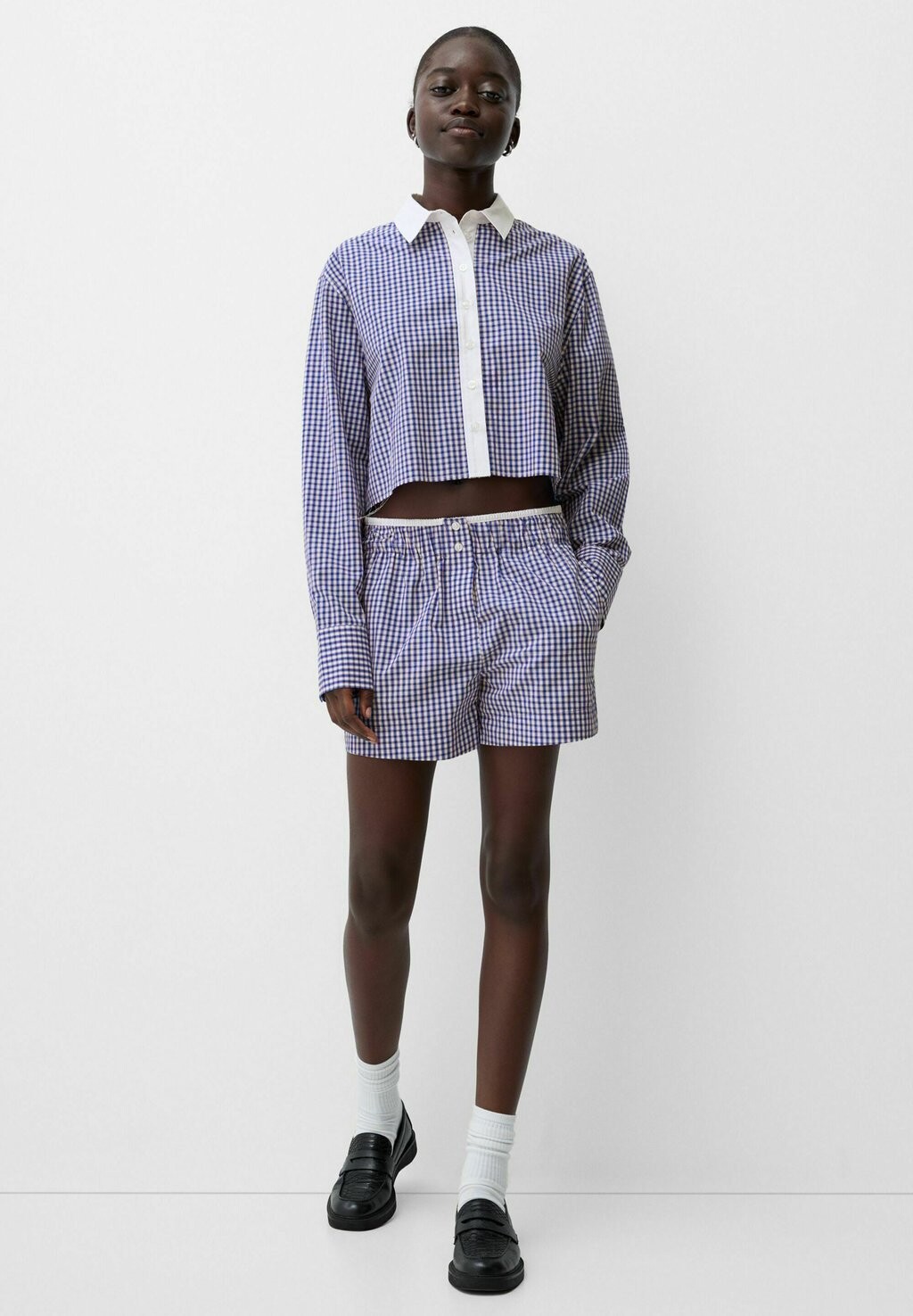 

Рубашка CHECKED Bershka, синий