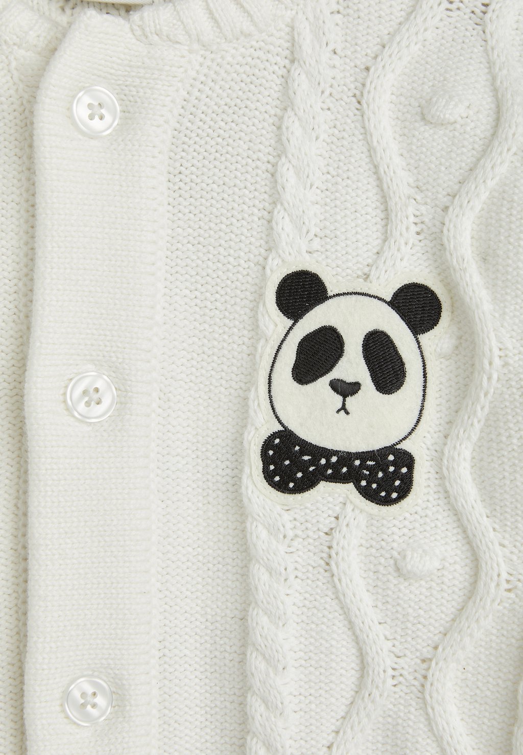 Комбинезон BABY PANDA TEXTURE ONESIE UNISEX Mini Rodini, слоновая кость — фото 3