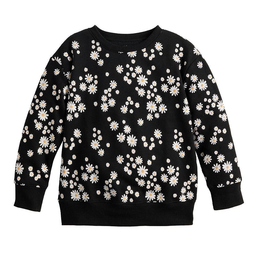 

Флисовая толстовка с круглым вырезом Jumping Beans для девочек 4–12 лет, цвет Daisy Black White