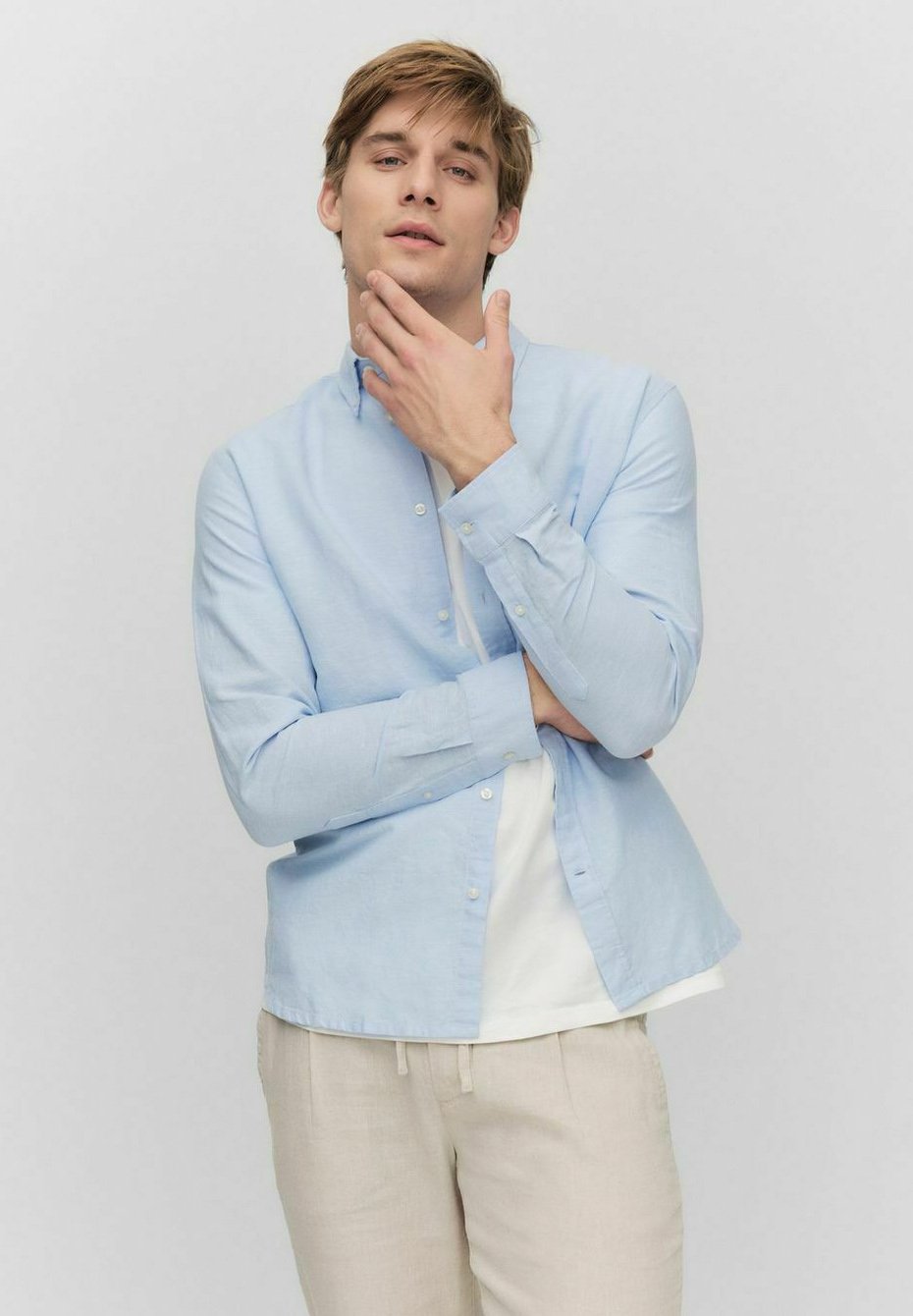 

Рубашка JONES CASUAL LINEN BONDELID, светло-голубой