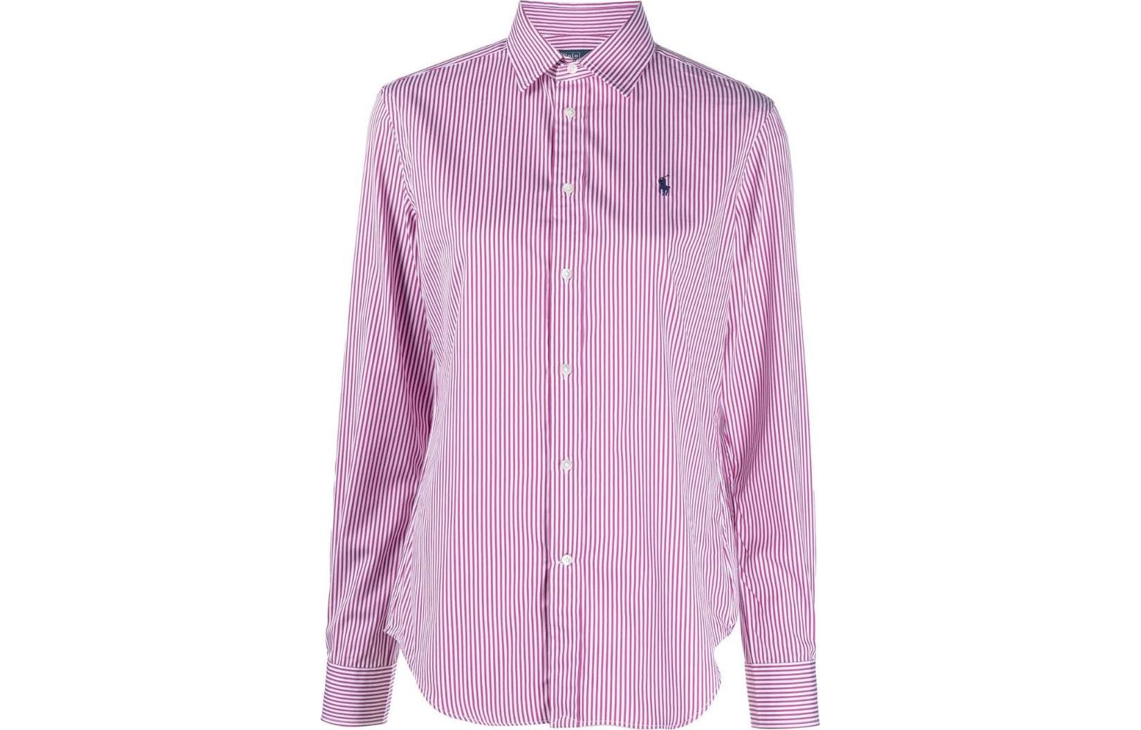 

Полосатая хлопковая рубашка Polo Ralph Lauren, темно-розовый