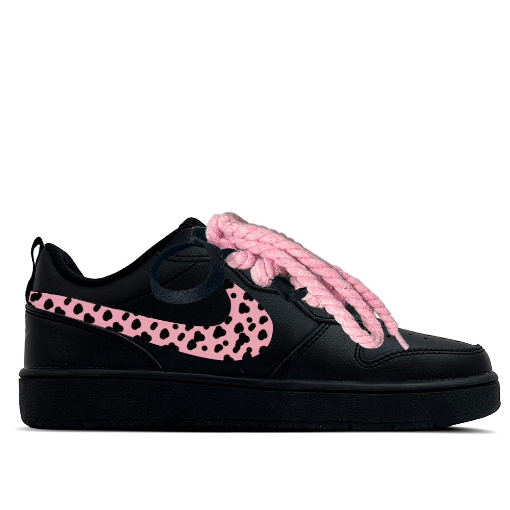 Nike Кроссовки для скейтбординга Court Borough Black Sugar Pink Leopard Slip Resistant Abrasion Resistant Low top для детей, черные — фото 3