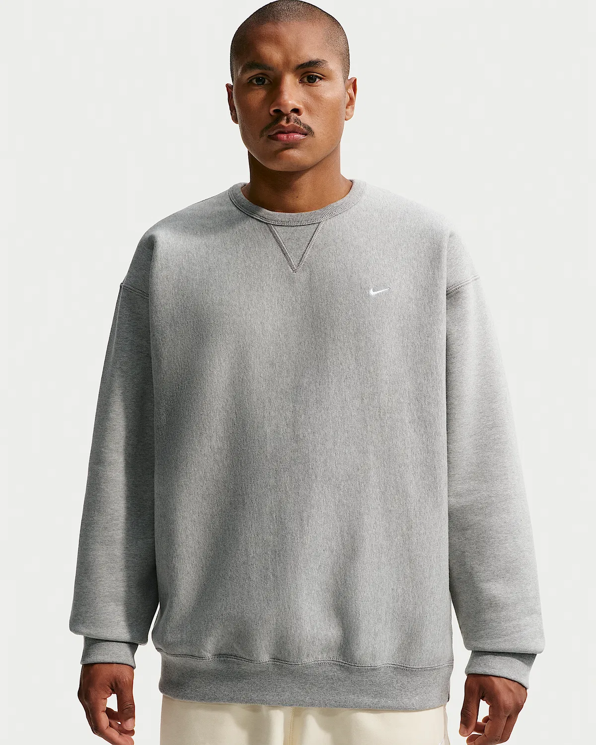 Мужская флисовая кофта Nike Solo Swoosh, Dark Grey Heather/White
