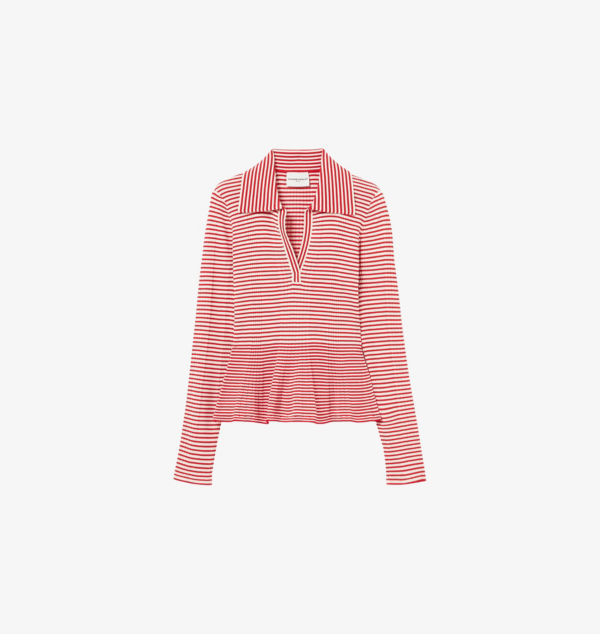 

Топ тонкой вязки с V-образным вырезом в полоску Claudie Pierlot, красный