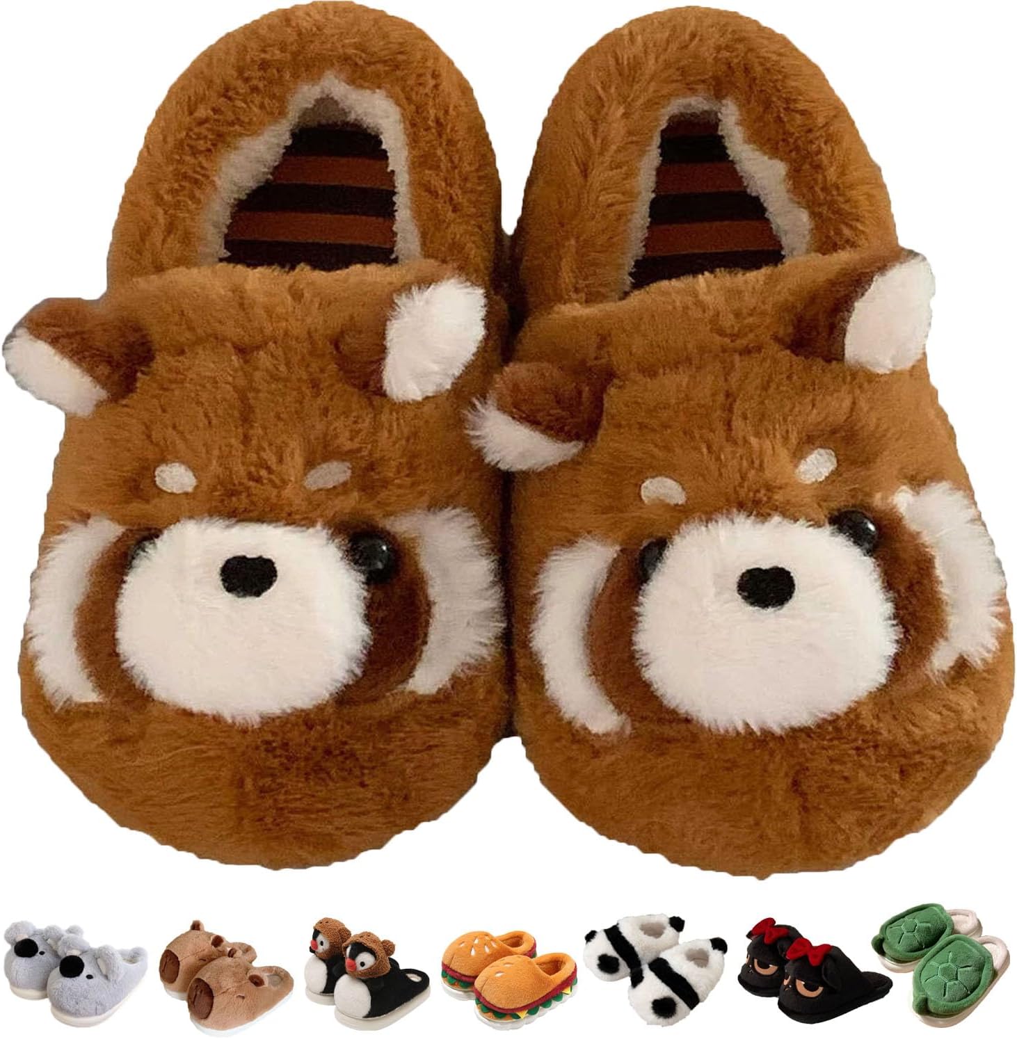 

Тапочки Jfxgjuv Koala, милые плюшевые тапочки в виде животных для женщин и мужчин: носорог, енот, ленивец, пингвин, панда, кот. Мягкие тапочки с эффектом памяти, теплые и пушистые для зимы, для дома и улицы, коричневый