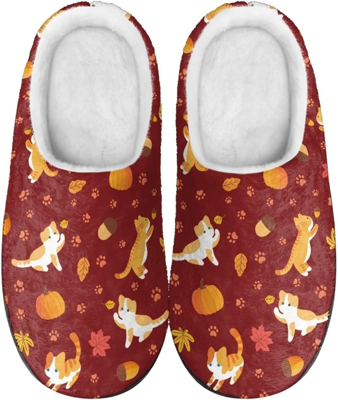 

Уютные домашние тапочки для женщин и мужчин, для дома и улицы, с мягкой, нескользящей подошвой из пены с эффектом памяти, для мамы и папы Noprintge, Cat Pumpkin