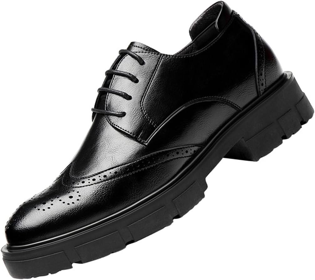 

Мужские туфли VIBLiSS для свадьбы с эффектом увеличения роста, кожаные броги с незаметной вставкой для подъема, шнуровка, каблук на стопе, офисные оксфорды, черный