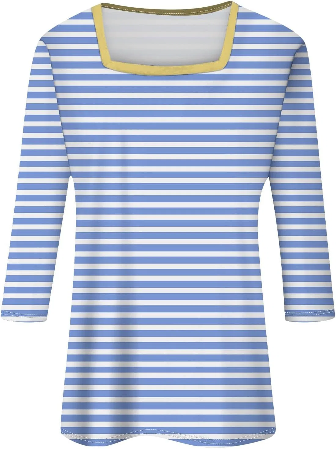 Женская блуза с квадратным вырезом и рукавом 3/4, Light Blue — фото 2