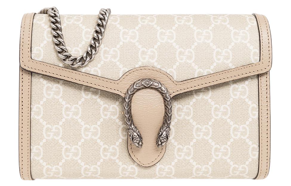 

Gucci Сумка-кошелек Dionysus с кожаной отделкой и цепочкой, сумка через плечо, женская, бежево-желтая