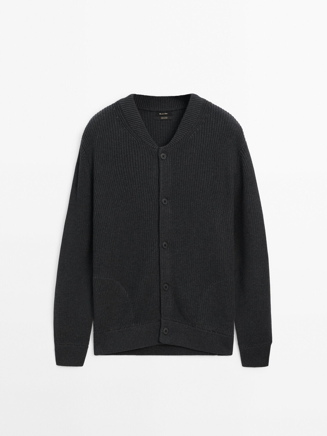 

Кардиган хлопковой вязки с карманами Massimo Dutti, черный