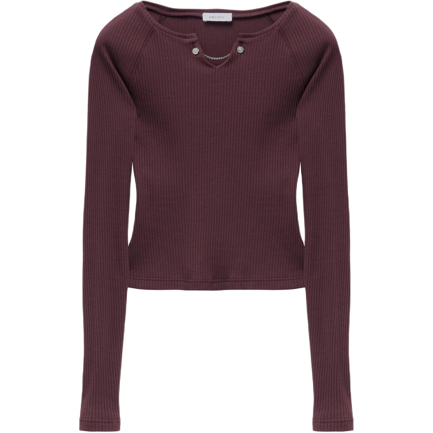 

Топ с ребристой отделкой цепочкой Alexander McQueen, Burgundy