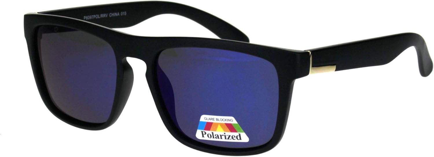 

Солнцезащитные очки PASTL с поляризованными линзами, унисекс, повседневные, модные, квадратная оправа, зеркальные, защита от УФ-излучения UV 400, Matte Black (Blue Mirror)