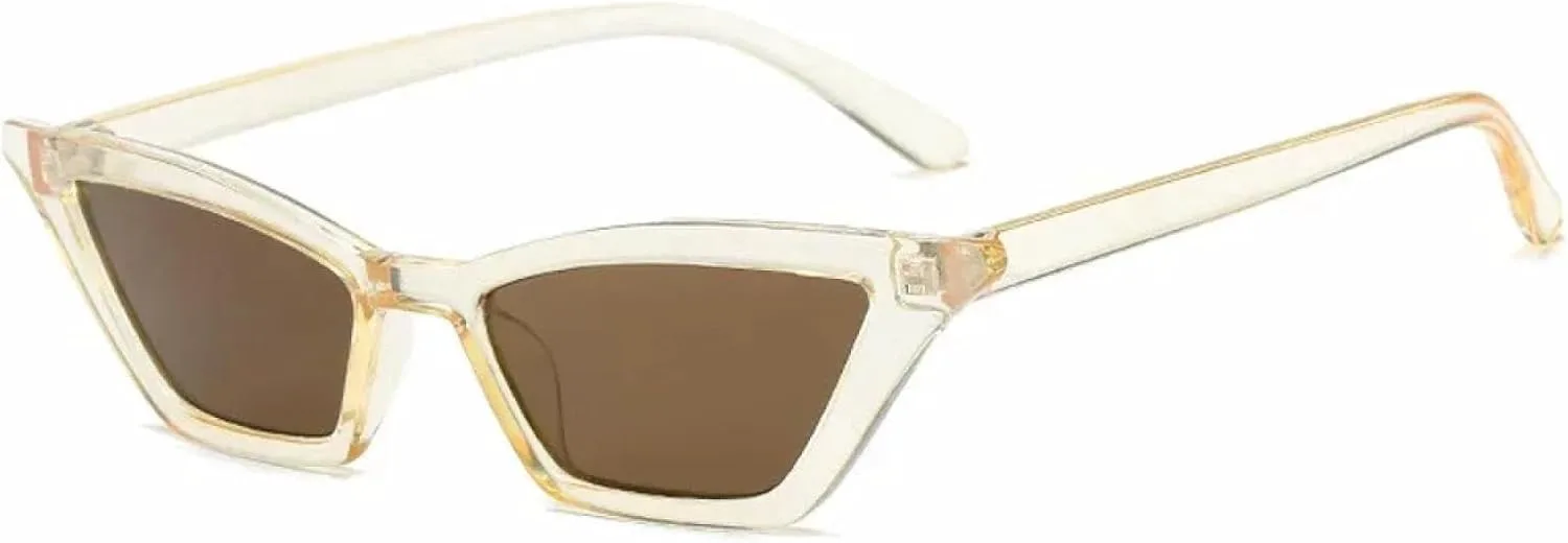 

Ретро солнцезащитные очки для женщин, маленькие «кошачий глаз», черно-белые, винтажные, красные, с защитой от УФ-излучения UV400 SZVVBKK, 05 Champagne-tea