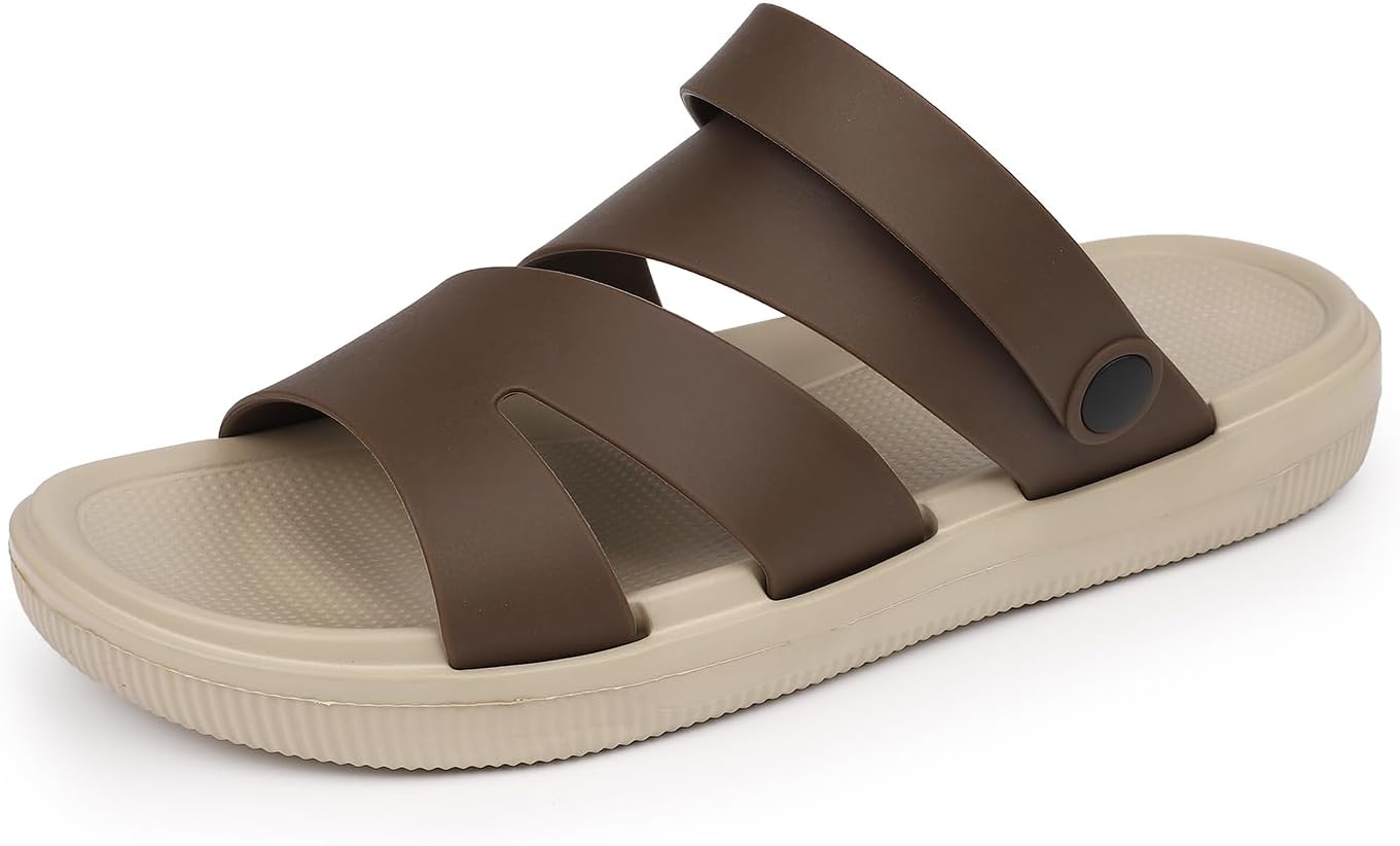 

Мужские шлепанцы для пляжа и бассейна, повседневная обувь для воды, легкие с регулируемой задней ремешкой, открытым носком, для ходьбы Biuhfn, коричневый