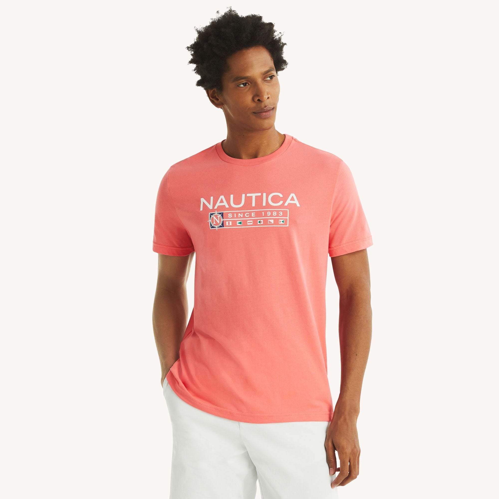 

Футболка мужская с графическим логотипом Nautica, цвет teaberry 17-1736tcx