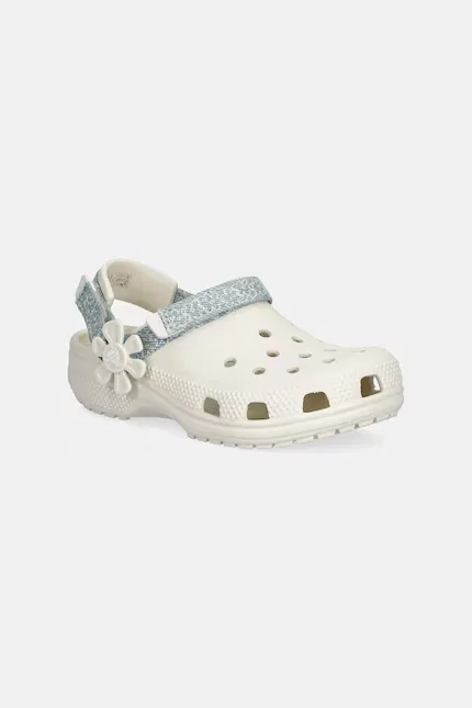 Тапочки Classic с цветочным рисунком регулируемый ремешок Crocs, бежевый