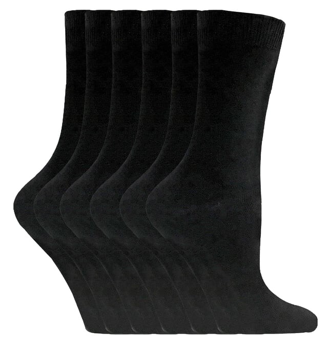 

6 пар женских носков из однотонного хлопка Sock Snob, черный