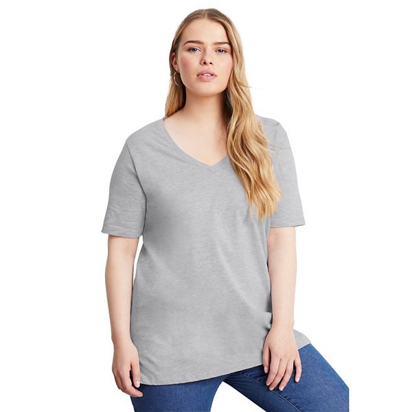 

Туника June + Vie с V-образным вырезом и короткими рукавами для женщин plus size June & Vie, Heather Grey, Серый, Туника June + Vie с V-образным вырезом и короткими рукавами для женщин plus size June & Vie, Heather Grey