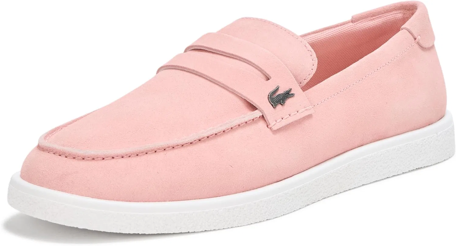 Лоферы Lacoste из замши, розово-белые
