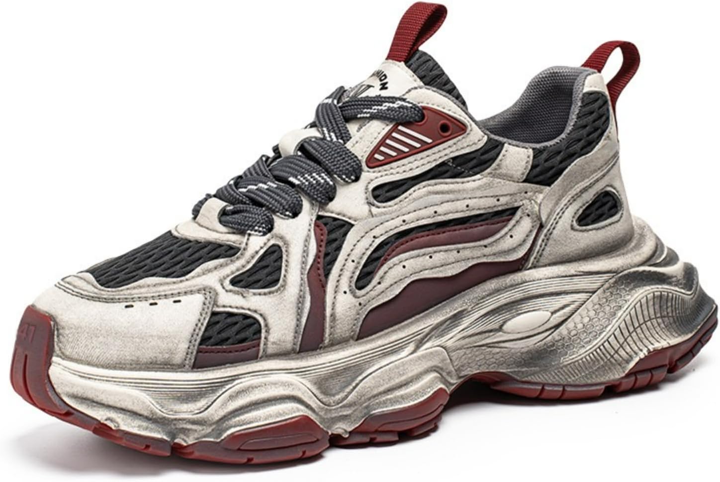 

Мужские ретро кроссовки в стиле «папа», дышащая сетка, массивная подошва, модные повседневные спортивные обувь для мужчин Macefil, красный/серый