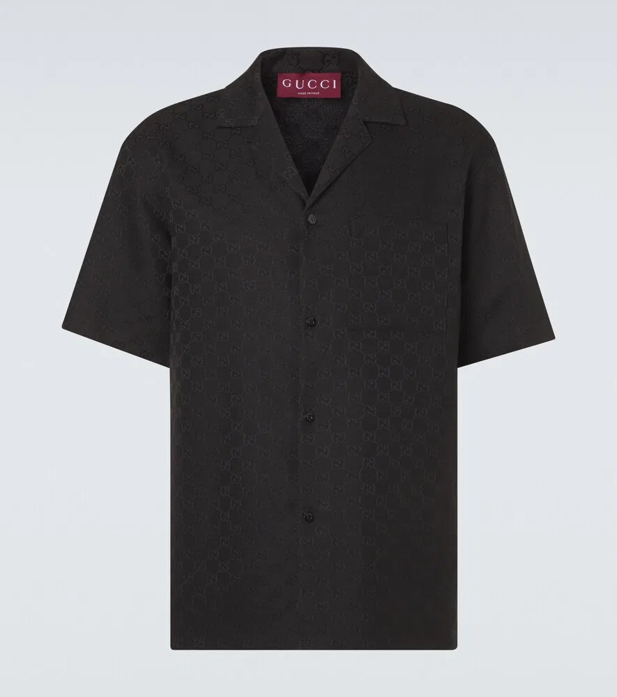 Рубашка Gucci GG Canvas из льняной смеси, черная