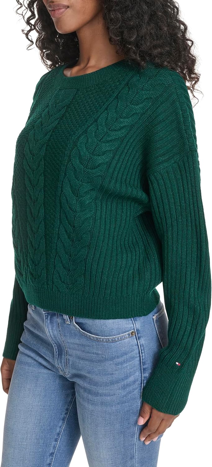 Женский однотонный свитер Bobbi с круглым вырезом Tommy Hilfiger, Forest — фото 3