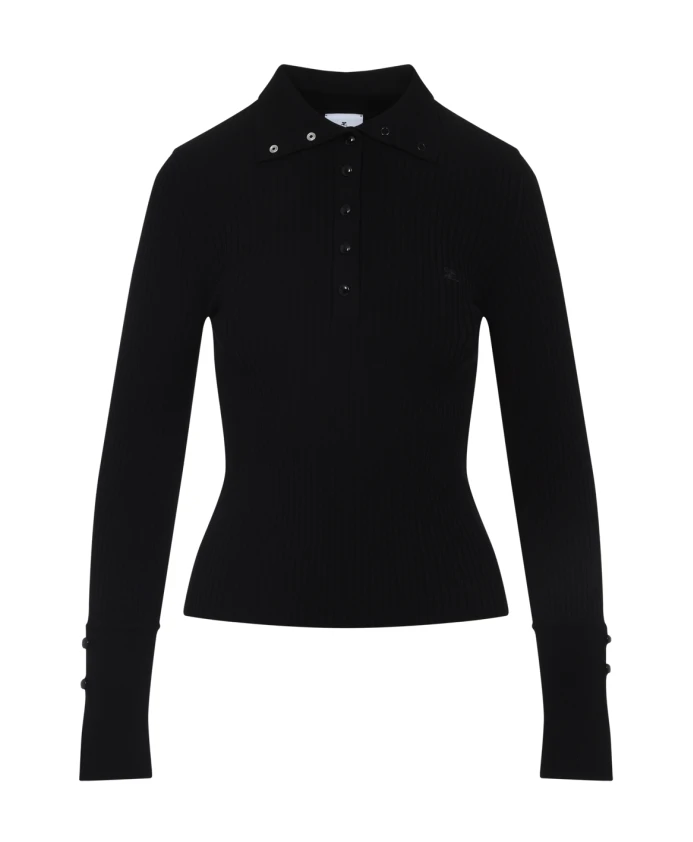 

Черная женская футболка осень-зима 2025 Courrã¨Ges, черный