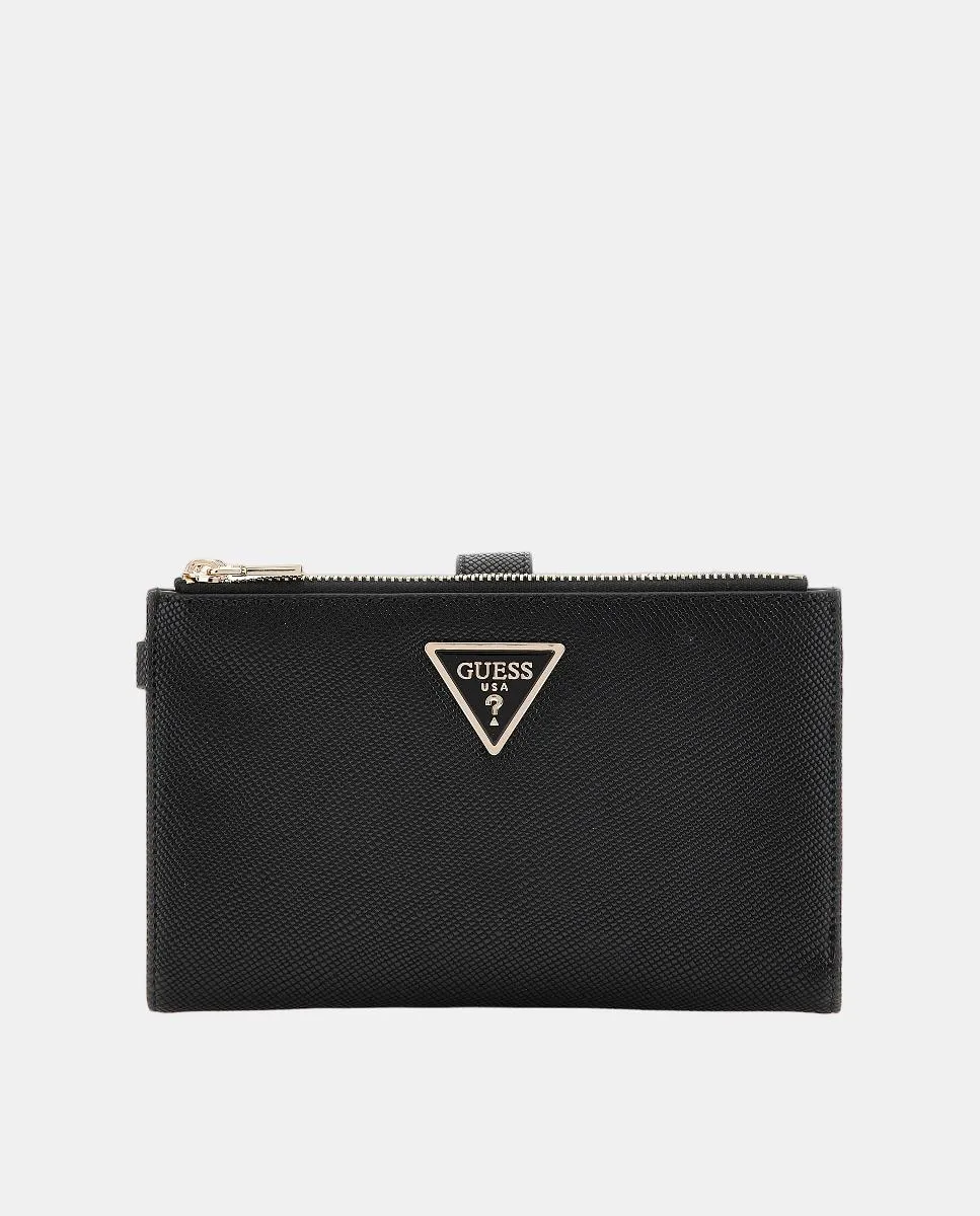 

Кошелек с двойной молнией и кнопкой Guess, черный