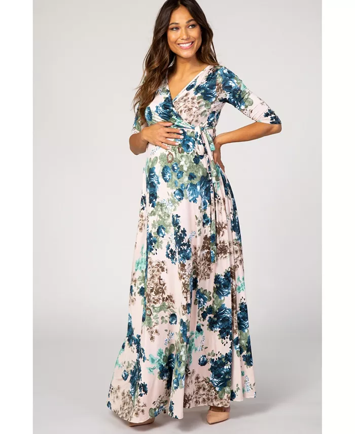 

Светло-розовое платье для беременных и кормления с цветочным принтом и завязками-кушаком Pinkblush