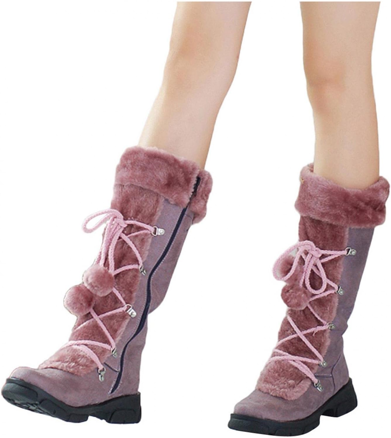 

Зимние сапоги Hbeylia средней длины для женщин и девушек, модные с плюшевой подкладкой, из замши, на шнуровке, с круглым носком, массивным каблуком средней высоты, мотоботинки, боевые ботинки с термофлисовой подкладкой, пушистые высокие сапоги,...