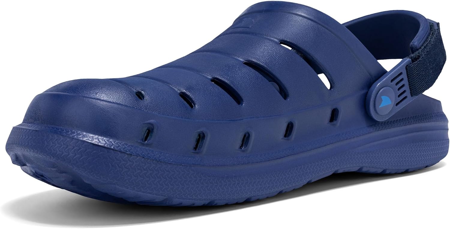 

Прочные формованные сабо Shark для взрослых и детей, легкие сабо из ЭВА с поворотным ремешком на щиколотке Rugged Shark, темно-синий