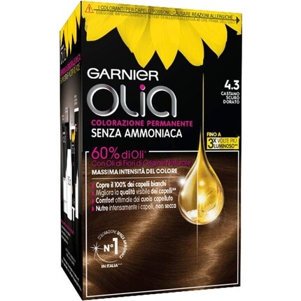 

Перманентная краска и отбеливатель Olia 4.3 Темно-золотисто-коричневый, Garnier