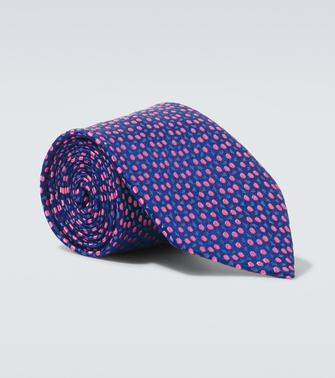 

Шелковый галстук с принтом Charvet, Blue Pink Dots