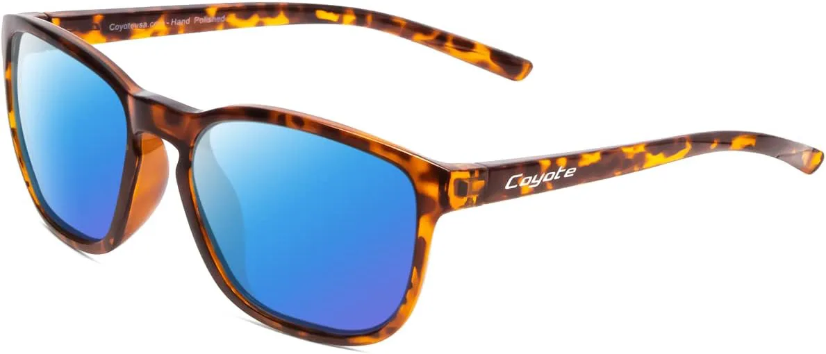 

Дизайнерские поляризованные солнцезащитные очки Coyote Rambler, черепахово-коричневые с синими зеркальными линзами, Tortoise Brown Frame/Blue Mirror Lens