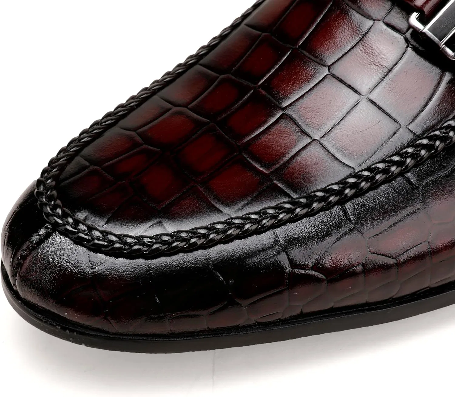 Лоферы с аллигаторным принтом Classic Leather, винный GOLDEN COXES FAMILY — фото 2