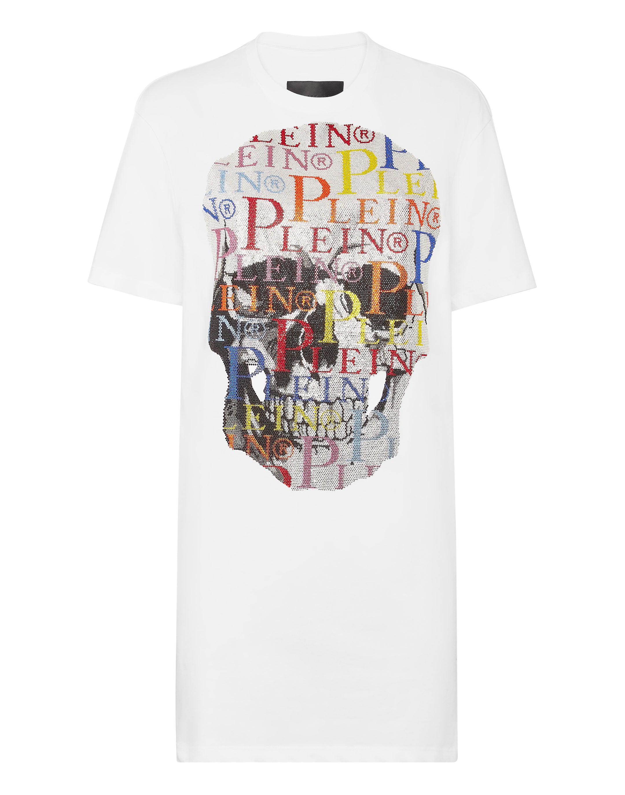 

Футболка-платье Разноцветный череп PHILIPP PLEIN, белый