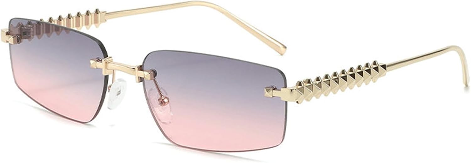 

Маленькие стильные прямоугольные солнцезащитные очки без оправы для женщин и мужчин, модные винтажные узкие очки в стиле Y2K, черные, с защитой от УФ-излучения UV400 willochra, C4