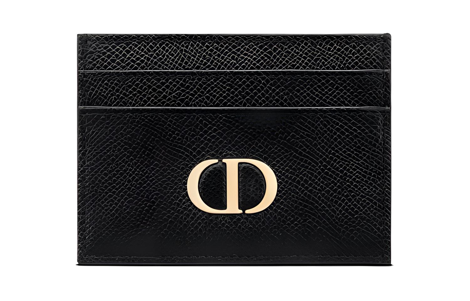 

DIOR Тридцать Монтень Зернистая телячья кожа Картхолдер Обычный Женский Чёрный
