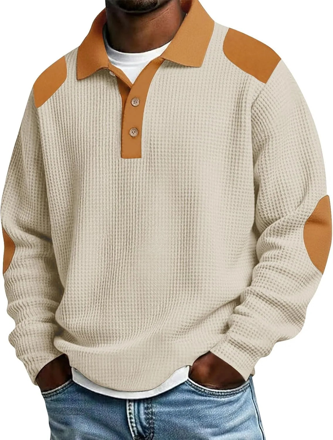 

Футболка-поло Waffle с длинным рукавом для мужчин Big and Tall