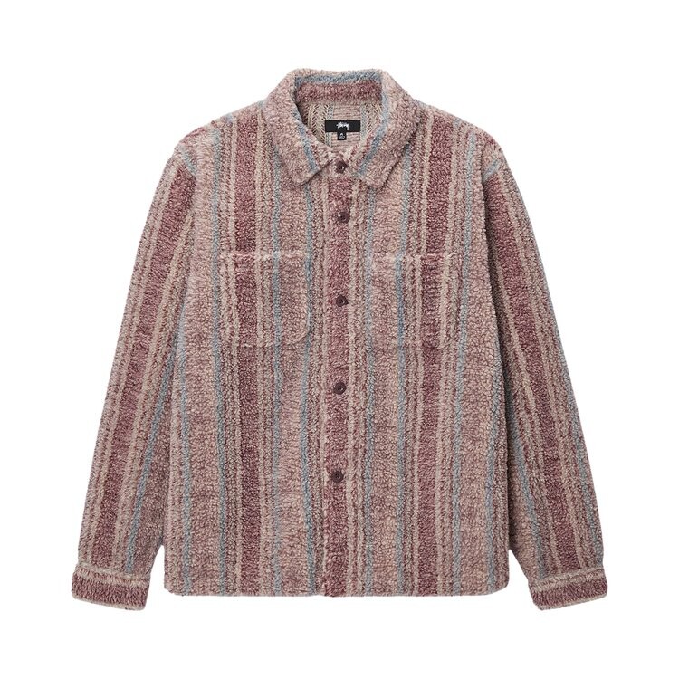Рубашка Stussy Stripe Sherpa 'Berry', разноцветный — фото 2