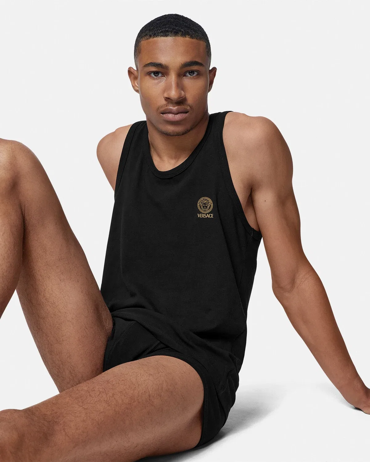 Майка-алкоголичка с Медузой VERSACE, черный — фото 2