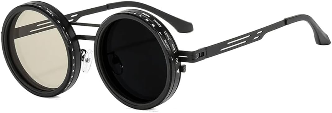 

Ретро круглые панк-солнцезащитные очки для мужчин и женщин для занятий спортом на открытом воздухе, защита от УФ-излучения UV400, регулируемые солнцезащитные очки с затемнением TVTBBVV, Black-12